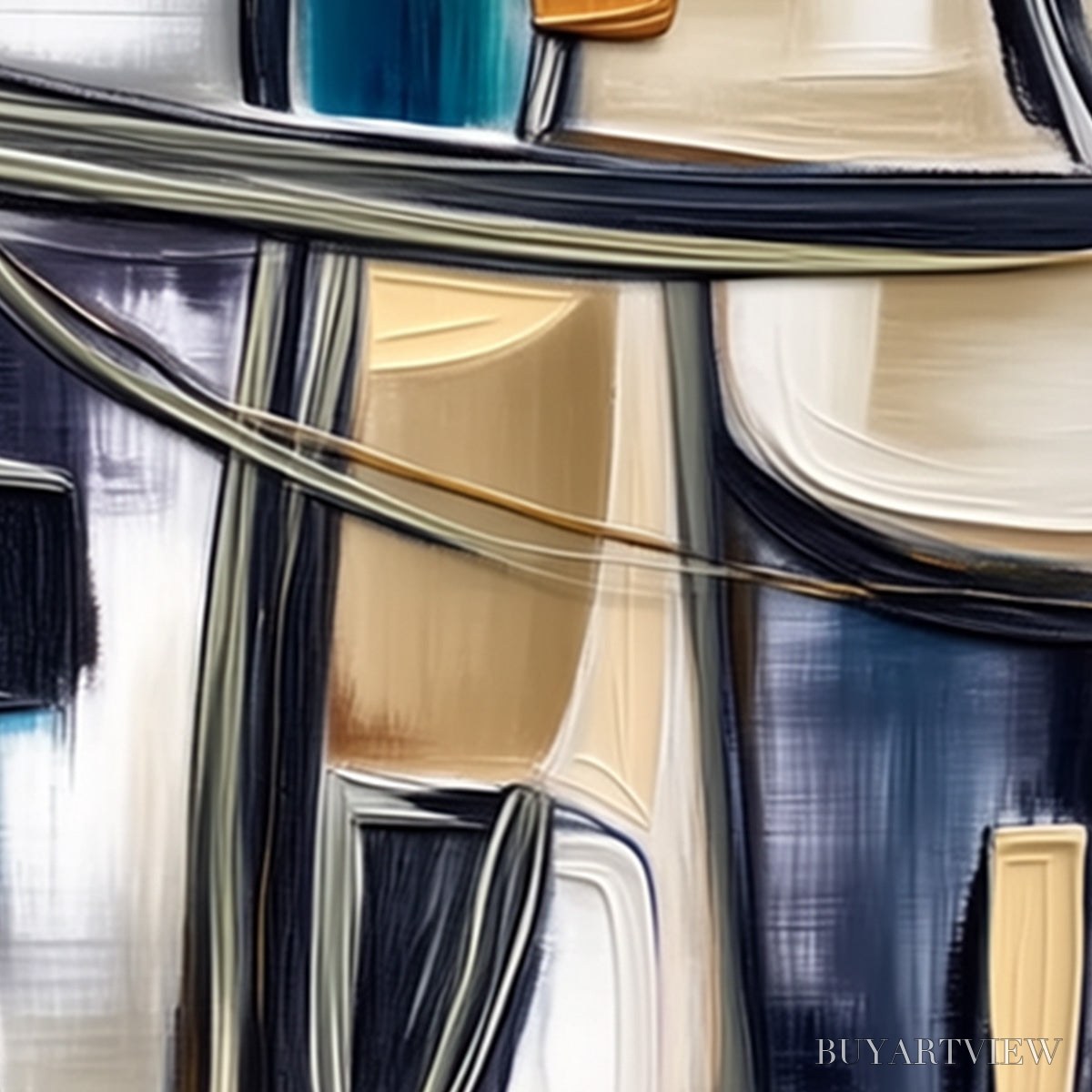 BUYARTVIEW Junction – Modern Abstract Textured Square Painting - image 3