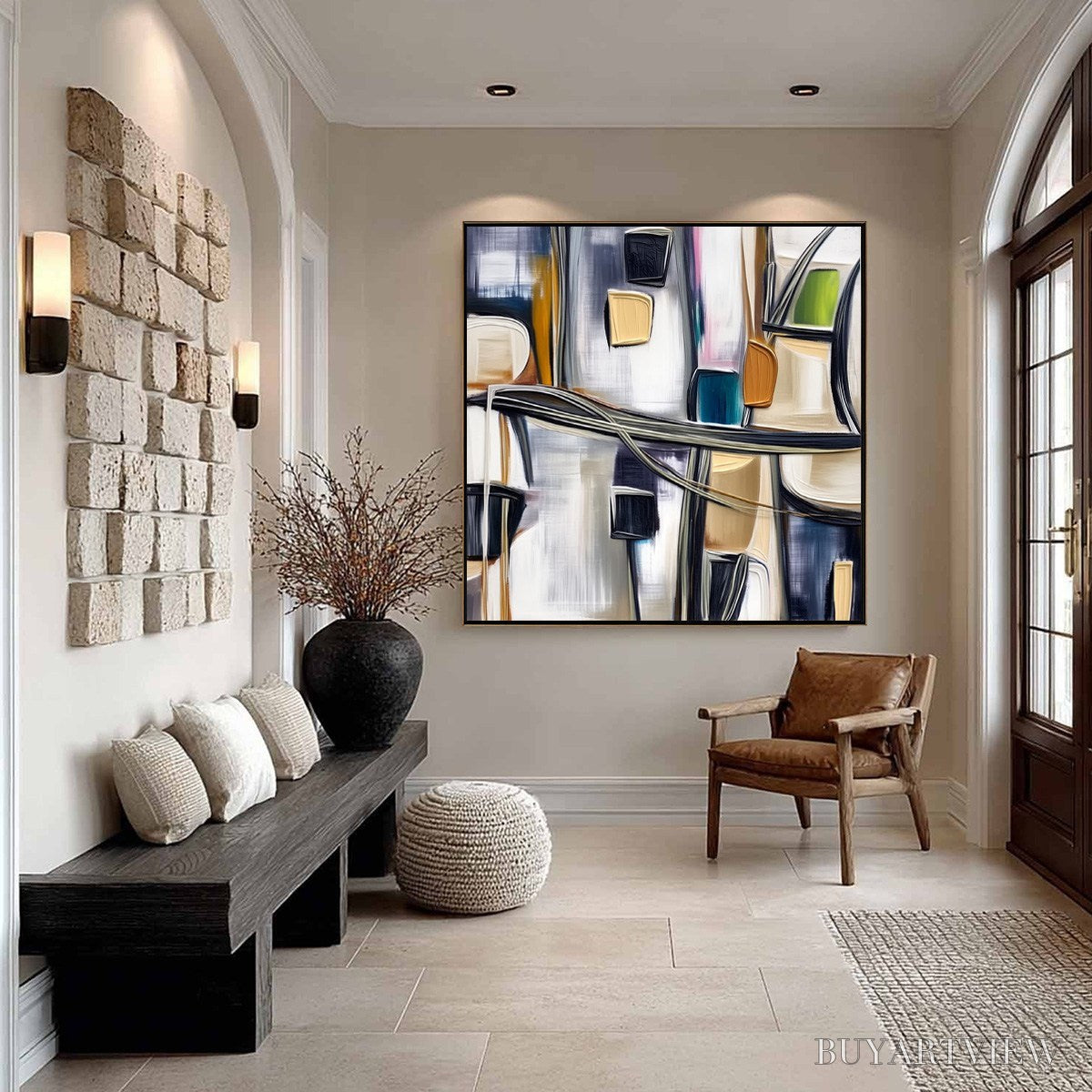 BUYARTVIEW Junction – Modern Abstract Textured Square Painting - image 4