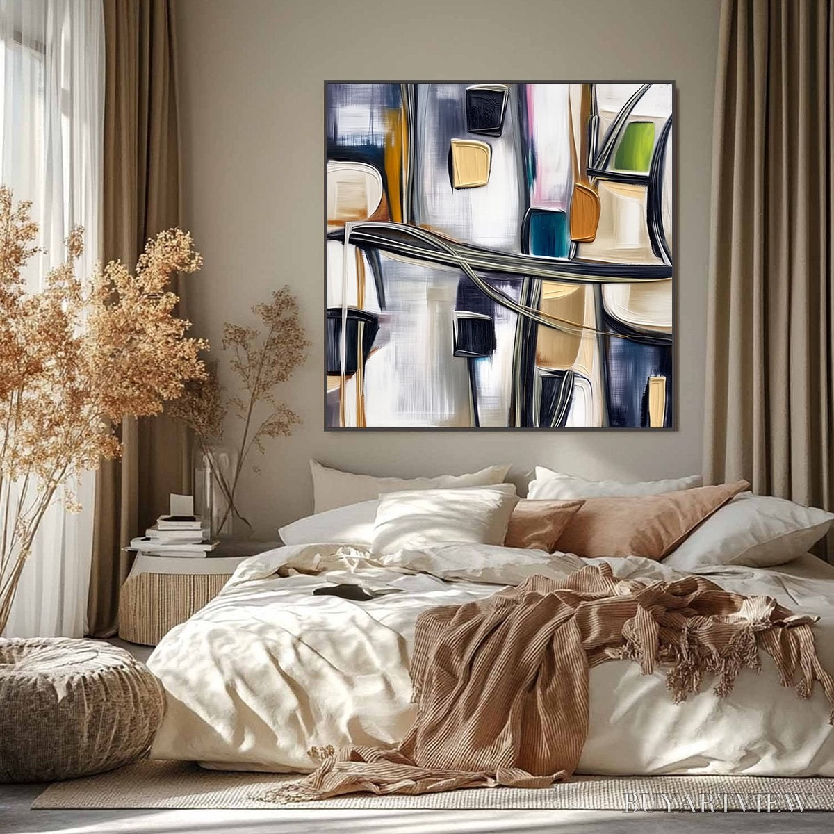 BUYARTVIEW Junction – Modern Abstract Textured Square Painting - image 6