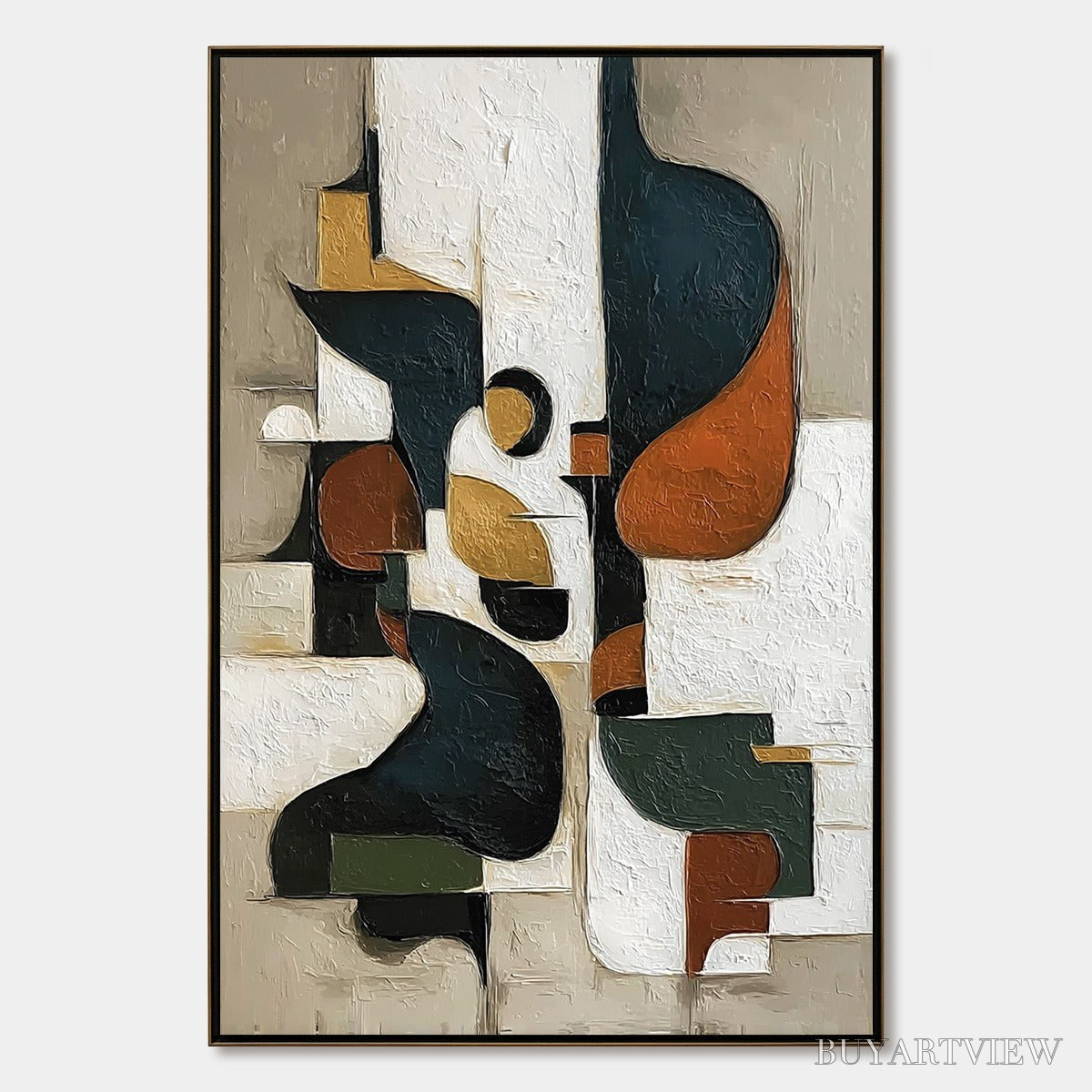 BUYARTVIEW Urban Fragments – Textured Vertical Abstract Painting for Modern Decor - image 1
