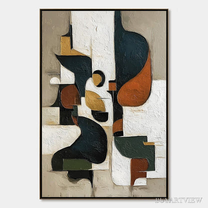 BUYARTVIEW Urban Fragments – Textured Vertical Abstract Painting for Modern Decor - image 1