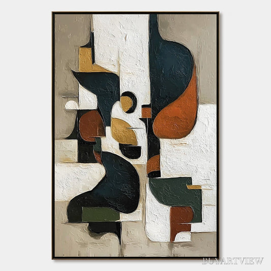 BUYARTVIEW Urban Fragments – Textured Vertical Abstract Painting for Modern Decor - image 1