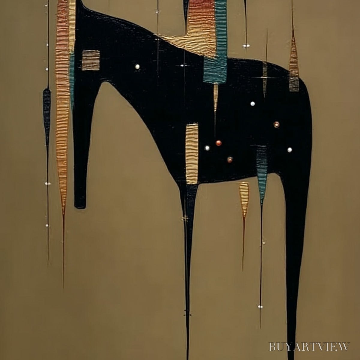 BUYARTVIEW Urban Sentinel – Vertical Minimalist Abstract Painting with Textured Cityscape Elements - image 5