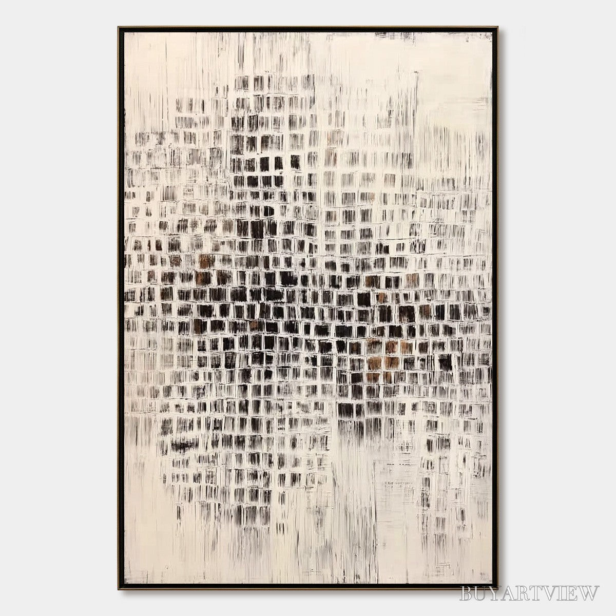BUYARTVIEW Urban Grid – Textured Minimalist Abstract Painting for Modern Decor - image 1