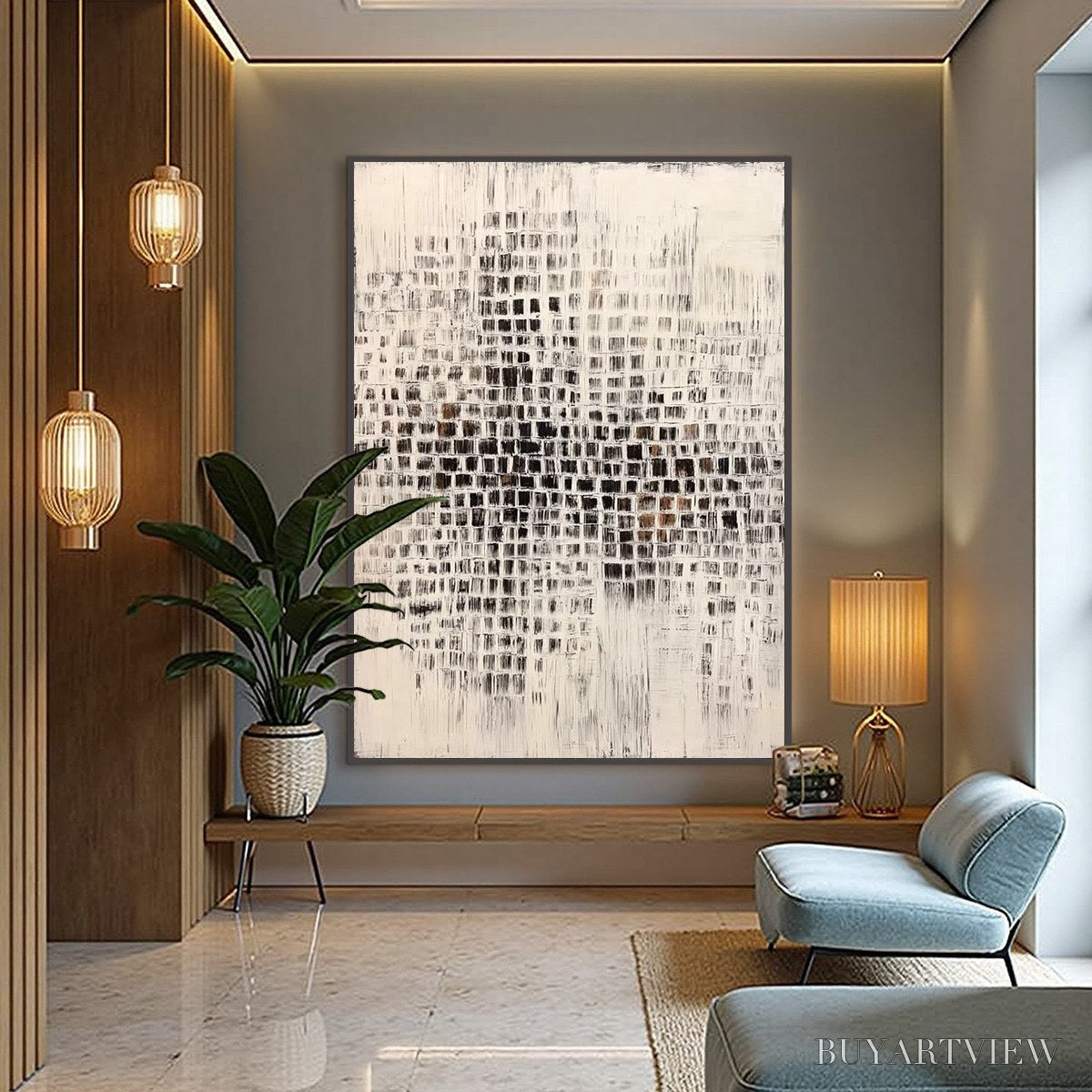 BUYARTVIEW Urban Grid – Textured Minimalist Abstract Painting for Modern Decor - image 4