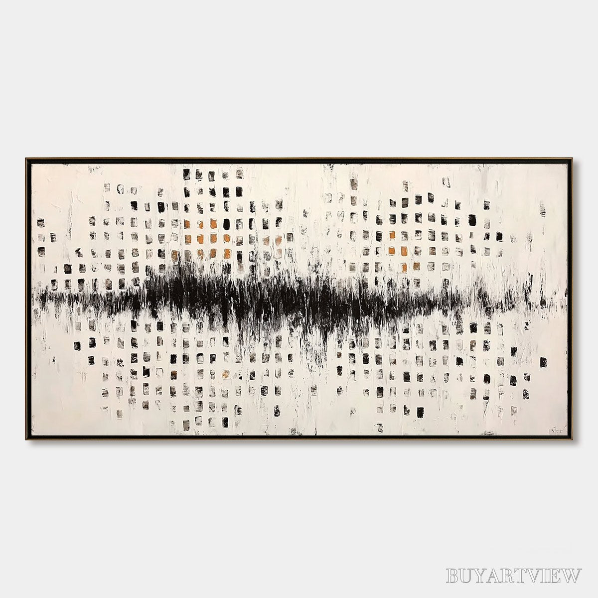 BUYARTVIEW Urban Echo – Large Black and White Textured Abstract Painting - image 1
