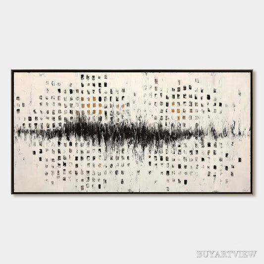 BUYARTVIEW Urban Echo – Large Black and White Textured Abstract Painting - image 1