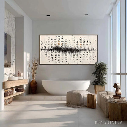 BUYARTVIEW Urban Echo – Large Black and White Textured Abstract Painting - image 4