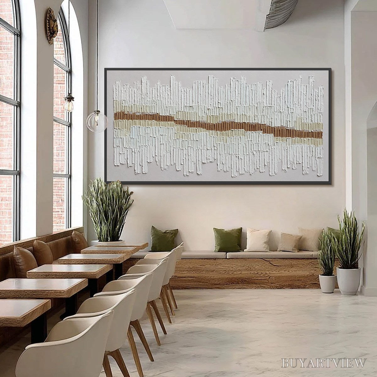 BUYARTVIEW Urban Rhythm – Large Horizontal Textured Minimalist Abstract Painting - image 2