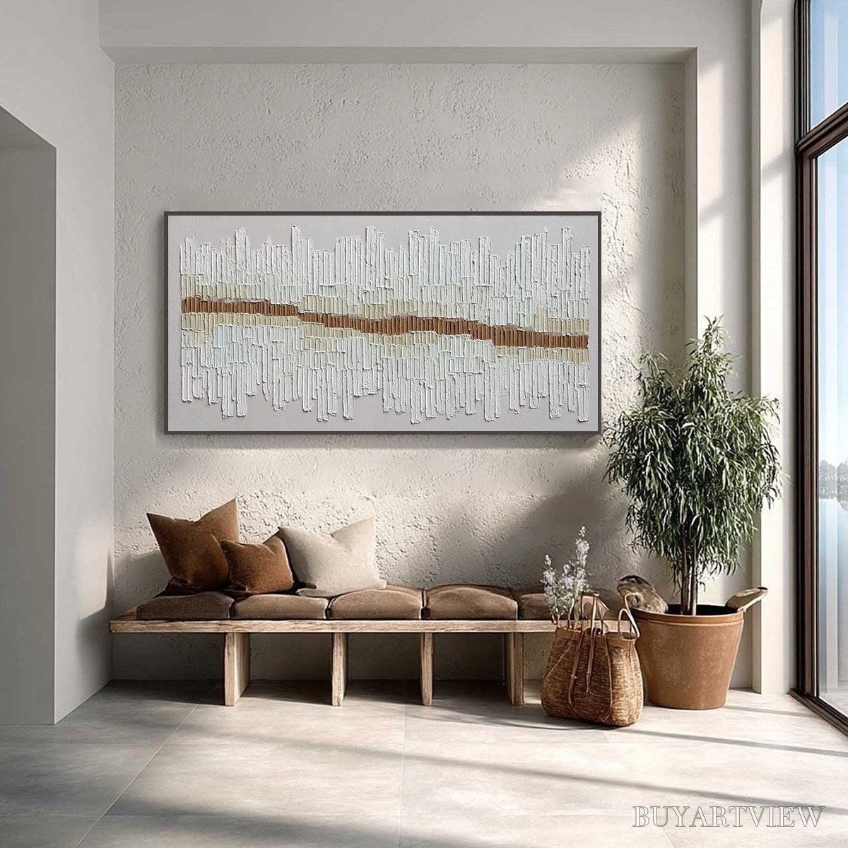 BUYARTVIEW Urban Rhythm – Large Horizontal Textured Minimalist Abstract Painting - image 4