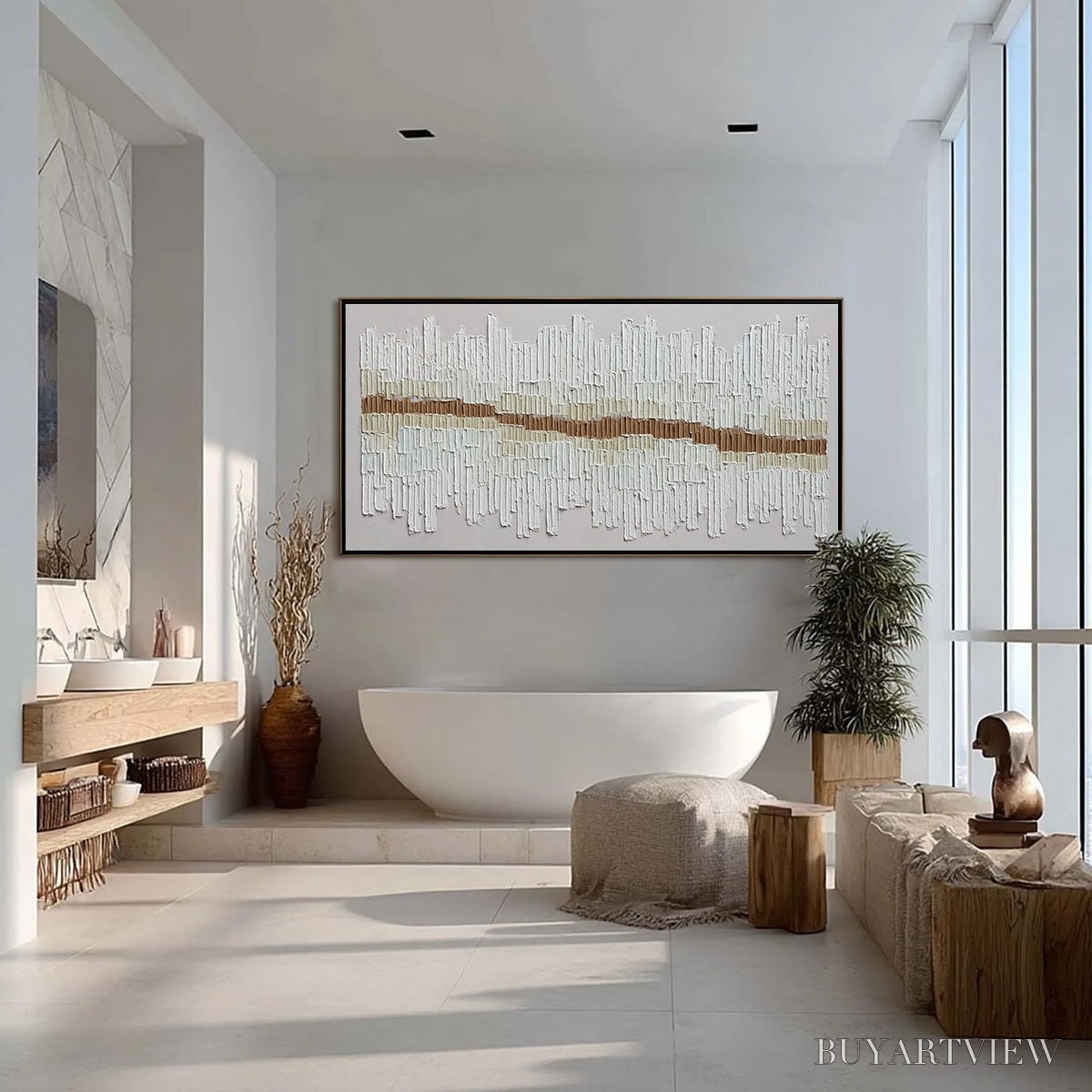 BUYARTVIEW Urban Rhythm – Large Horizontal Textured Minimalist Abstract Painting - image 6