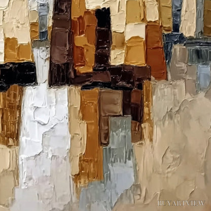 BUYARTVIEW the Companions – Textured Abstract Cityscape Painting of Two Figures - image 5