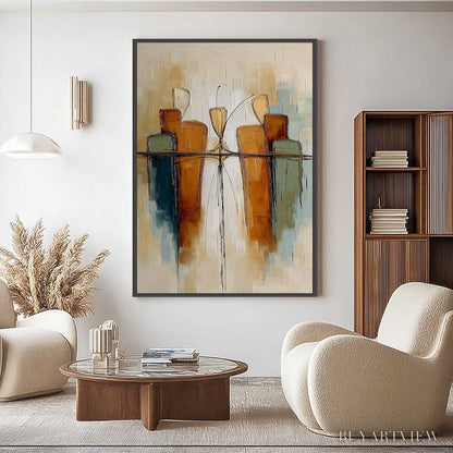 BUYARTVIEW Urban Reflections – Textured Abstract Cityscape Reflection Oil Painting - image 4