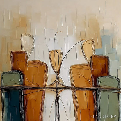 BUYARTVIEW Urban Reflections – Textured Abstract Cityscape Reflection Oil Painting - image 5