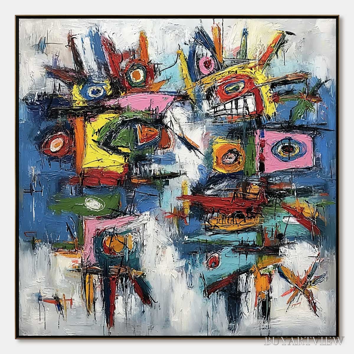 BUYARTVIEW Urban Carnival – Bold Colorful Textured Abstract for Modern Spaces - image 1