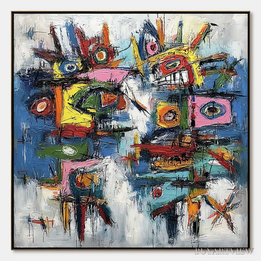 BUYARTVIEW Urban Carnival – Bold Colorful Textured Abstract for Modern Spaces - image 1