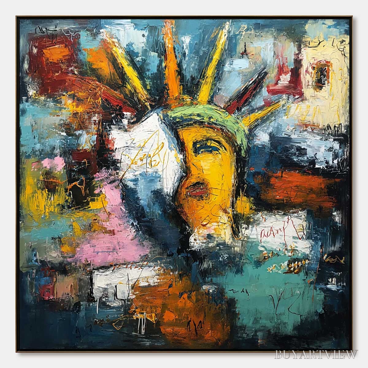 BUYARTVIEW Liberty Unleashed – Vibrant Abstract Palette Knife Painting of a Modern Icon - image 1