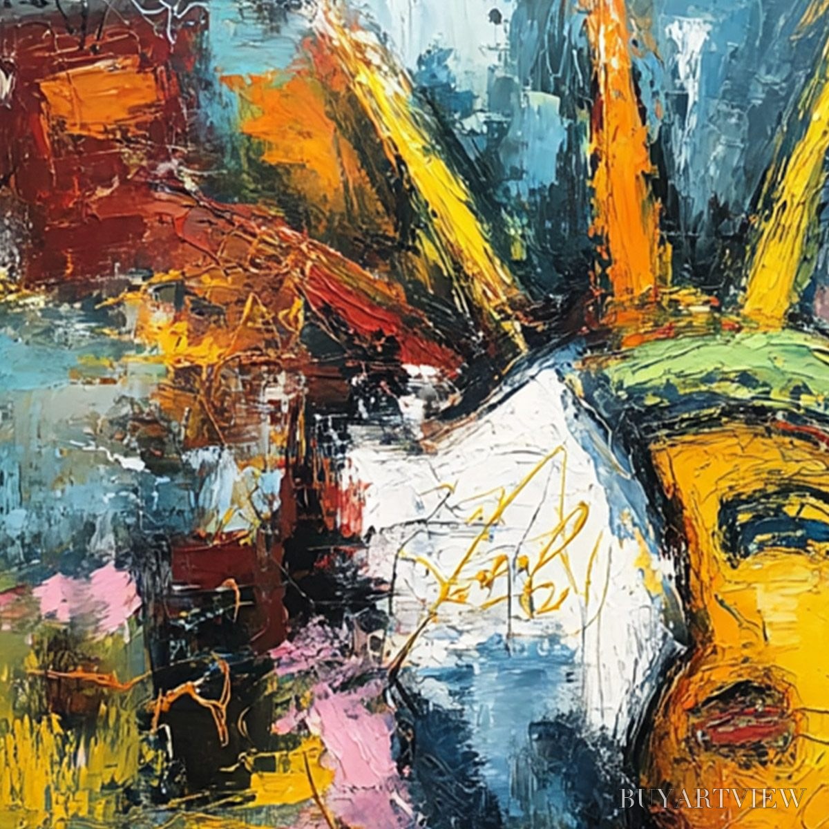 BUYARTVIEW Liberty Unleashed – Vibrant Abstract Palette Knife Painting of a Modern Icon - image 5