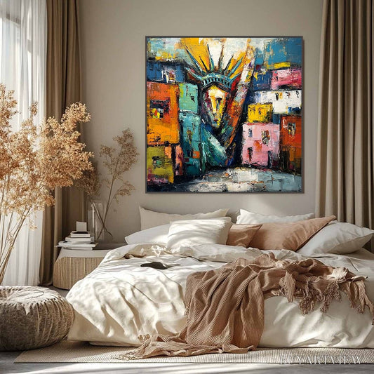 BUYARTVIEW Liberty Ignited – Abstract Textured Painting of an Iconic Landmark - image 2
