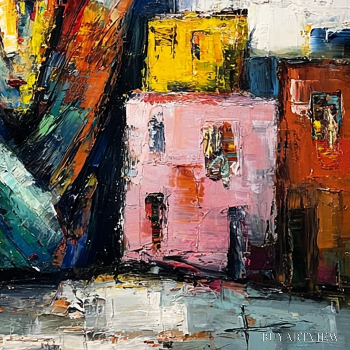 BUYARTVIEW Liberty Ignited – Abstract Textured Painting of an Iconic Landmark - image 3