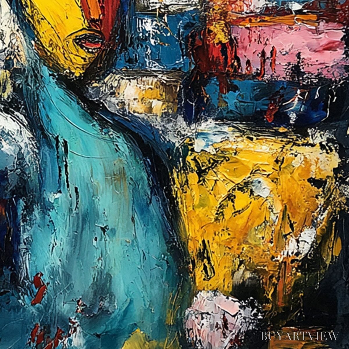 BUYARTVIEW Urban Beacon – Abstract Impasto Statue of Liberty Painting - image 5