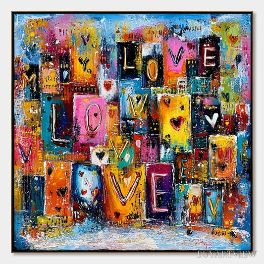 BUYARTVIEW Urban Love – Colorful Abstract Textured "Love" Word Art Painting - image 1