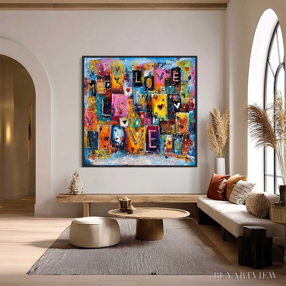 BUYARTVIEW Urban Love – Colorful Abstract Textured "Love" Word Art Painting - image 2
