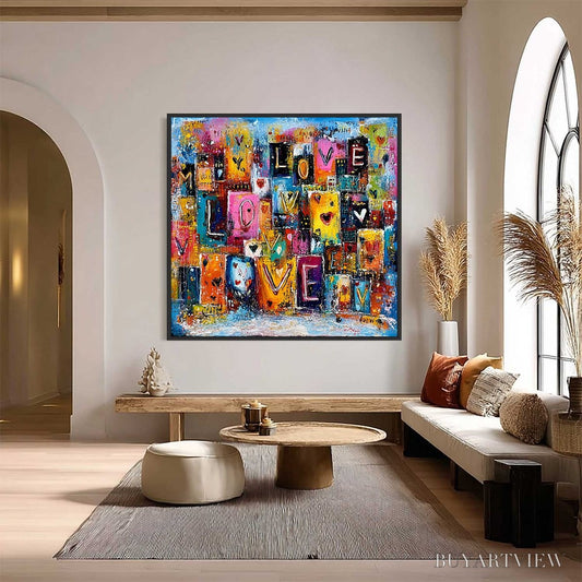 BUYARTVIEW Urban Love – Colorful Abstract Textured "Love" Word Art Painting - image 2