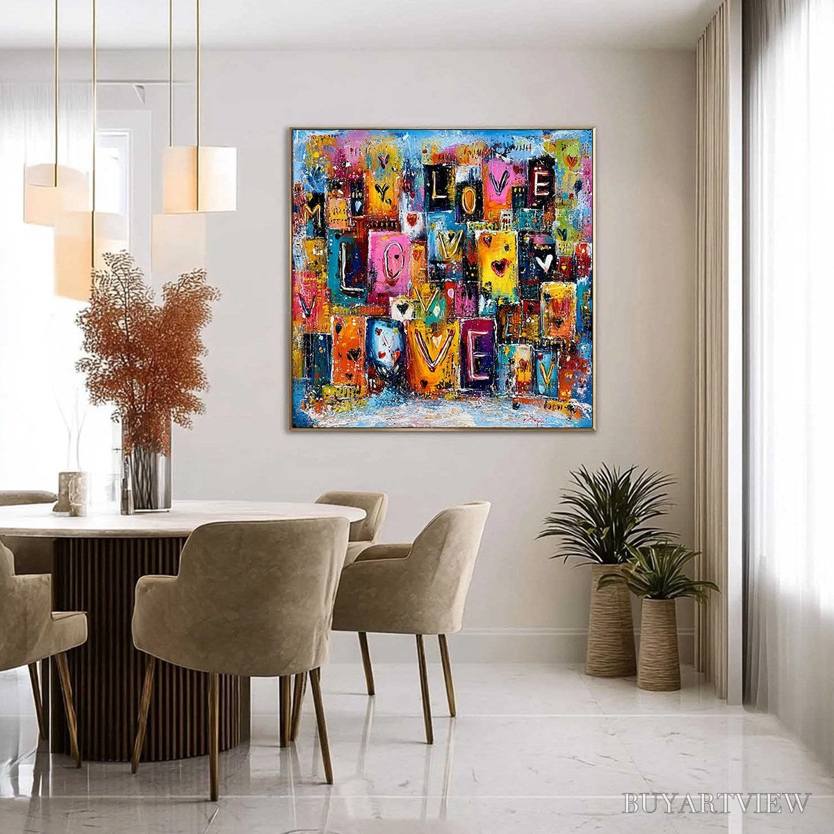 BUYARTVIEW Urban Love – Colorful Abstract Textured "Love" Word Art Painting - image 4
