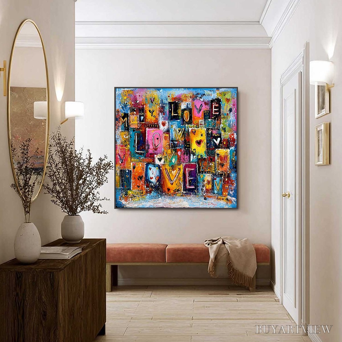 BUYARTVIEW Urban Love – Colorful Abstract Textured "Love" Word Art Painting - image 6