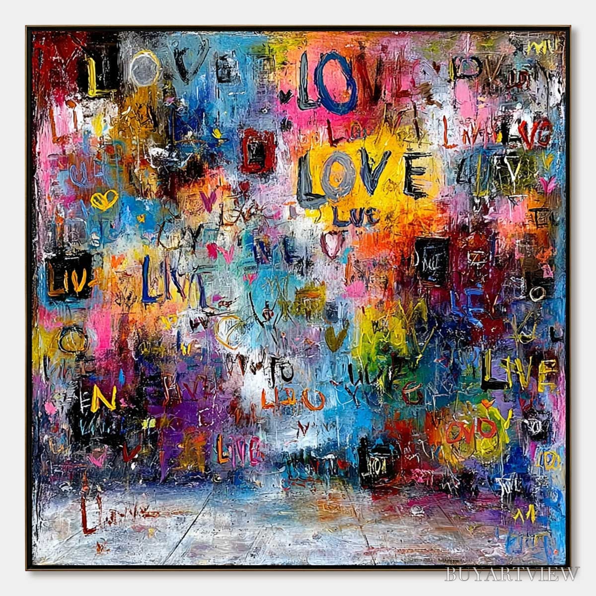 BUYARTVIEW Echoes of Love – Vibrant Textured Abstract Graffiti Art Painting - image 1