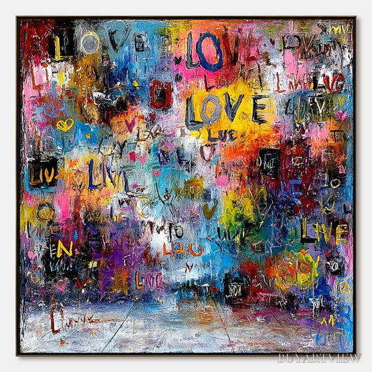 BUYARTVIEW Echoes of Love – Vibrant Textured Abstract Graffiti Art Painting - image 1