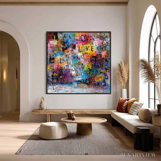 BUYARTVIEW Echoes of Love – Vibrant Textured Abstract Graffiti Art Painting - image 2