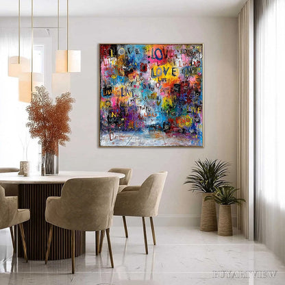 BUYARTVIEW Echoes of Love – Vibrant Textured Abstract Graffiti Art Painting - image 4