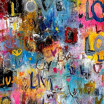 BUYARTVIEW Echoes of Love – Vibrant Textured Abstract Graffiti Art Painting - image 5