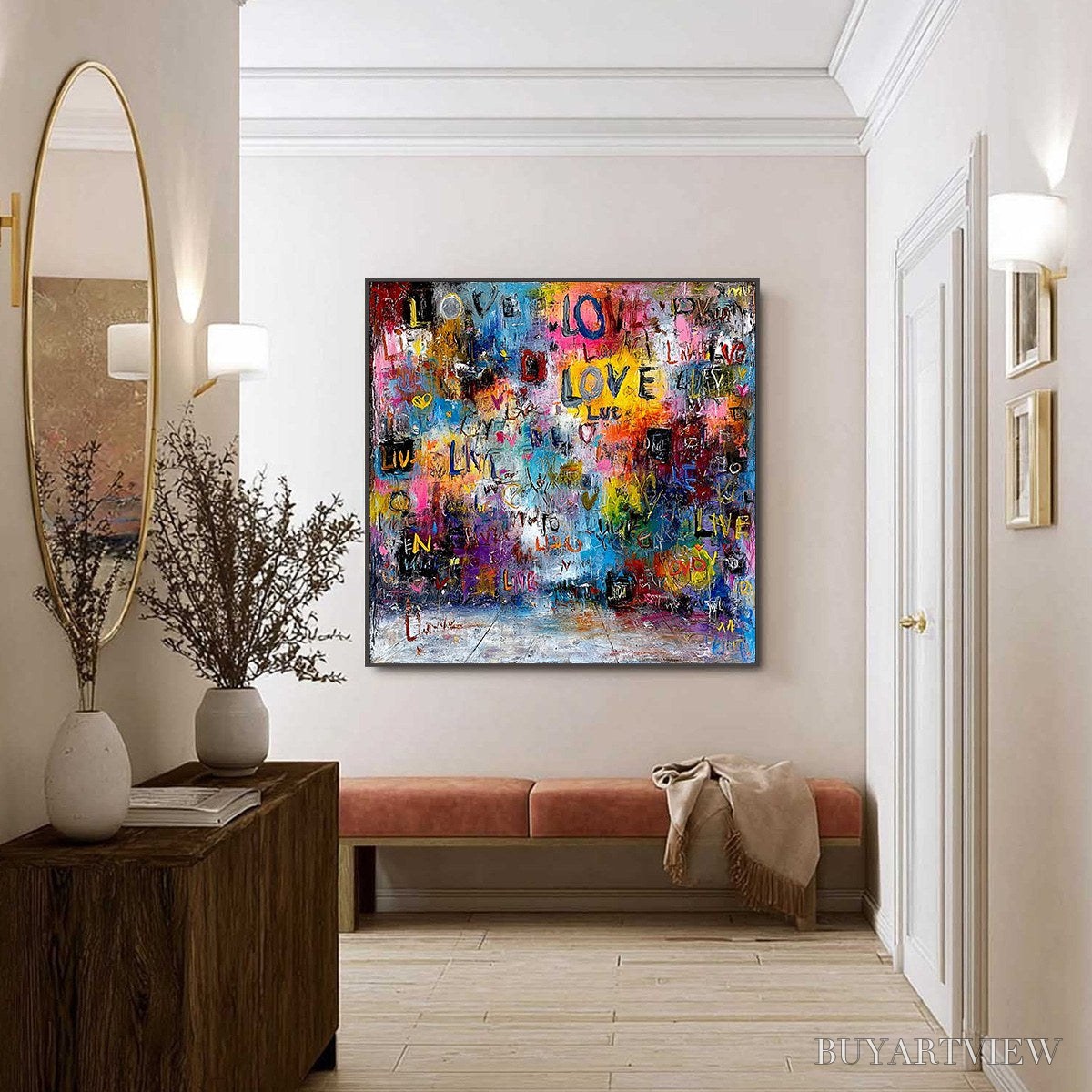 BUYARTVIEW Echoes of Love – Vibrant Textured Abstract Graffiti Art Painting - image 6