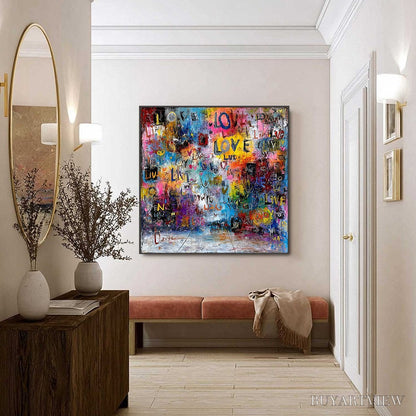 BUYARTVIEW Echoes of Love – Vibrant Textured Abstract Graffiti Art Painting - image 6