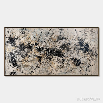 BUYARTVIEW Urban Symphony – Large Black and White Abstract Textured Painting - image 1