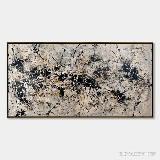BUYARTVIEW Urban Symphony – Large Black and White Abstract Textured Painting - image 1