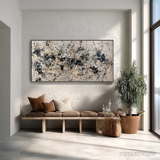 BUYARTVIEW Urban Symphony – Large Black and White Abstract Textured Painting - image 2