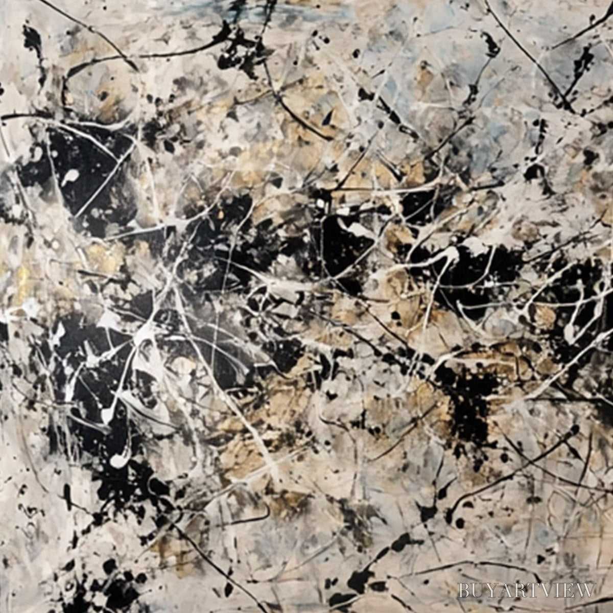 BUYARTVIEW Urban Symphony – Large Black and White Abstract Textured Painting - image 3