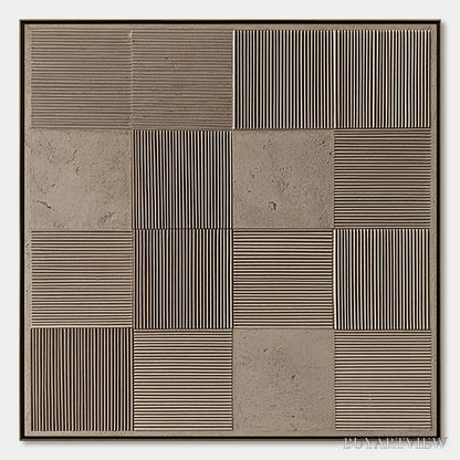 BUYARTVIEW Urban Grid – Textured Minimalist Abstract Painting in Neutral Tones - image 1