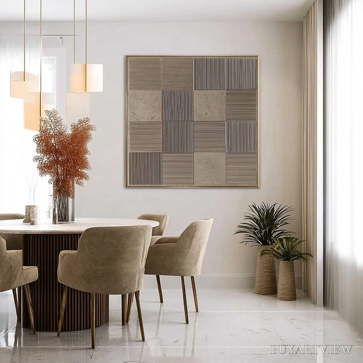 BUYARTVIEW Urban Grid – Textured Minimalist Abstract Painting in Neutral Tones - image 4