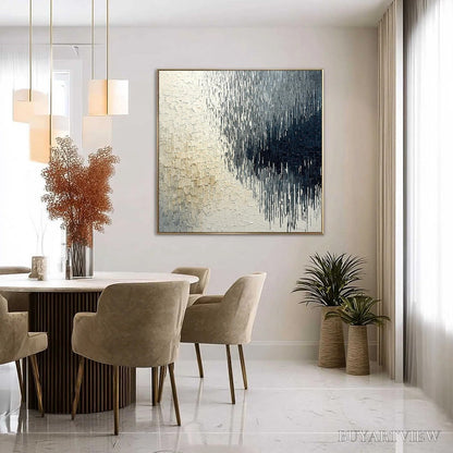 BUYARTVIEW Urban Cascade – Large Square Textured Monochrome Abstract Painting - image 4