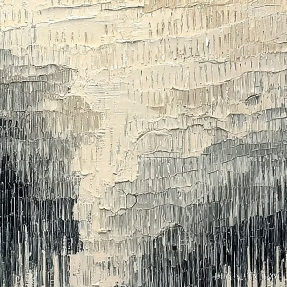 BUYARTVIEW Urban Cascade – Large Square Textured Monochrome Abstract Painting - image 5
