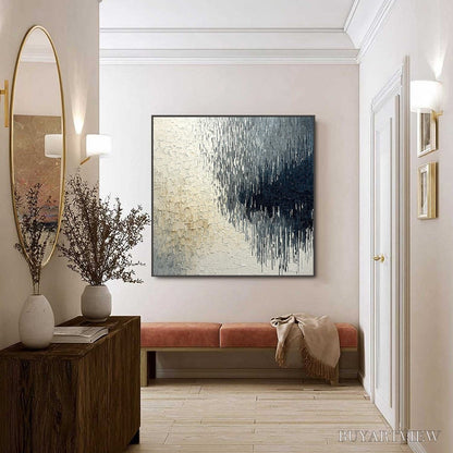 BUYARTVIEW Urban Cascade – Large Square Textured Monochrome Abstract Painting - image 6