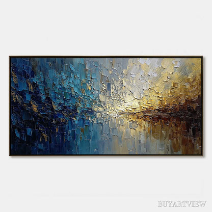 BUYARTVIEW Harbor Dawn – Heavy Texture Abstract Cityscape Oil Painting - image 1