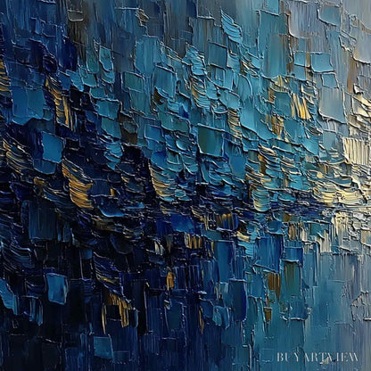 BUYARTVIEW Harbor Dawn – Heavy Texture Abstract Cityscape Oil Painting - image 3