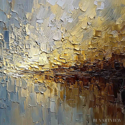 BUYARTVIEW Harbor Dawn – Heavy Texture Abstract Cityscape Oil Painting - image 5
