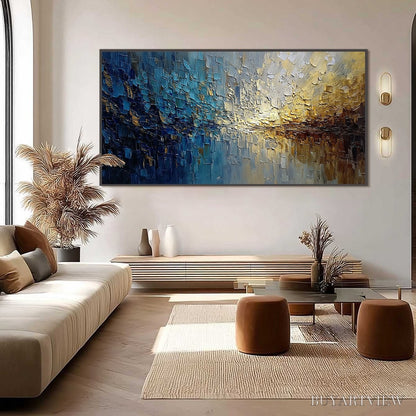 BUYARTVIEW Harbor Dawn – Heavy Texture Abstract Cityscape Oil Painting - image 6